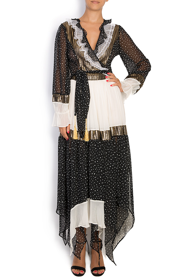 Asymmetric draped silk midi dress Elena Perseil image 0