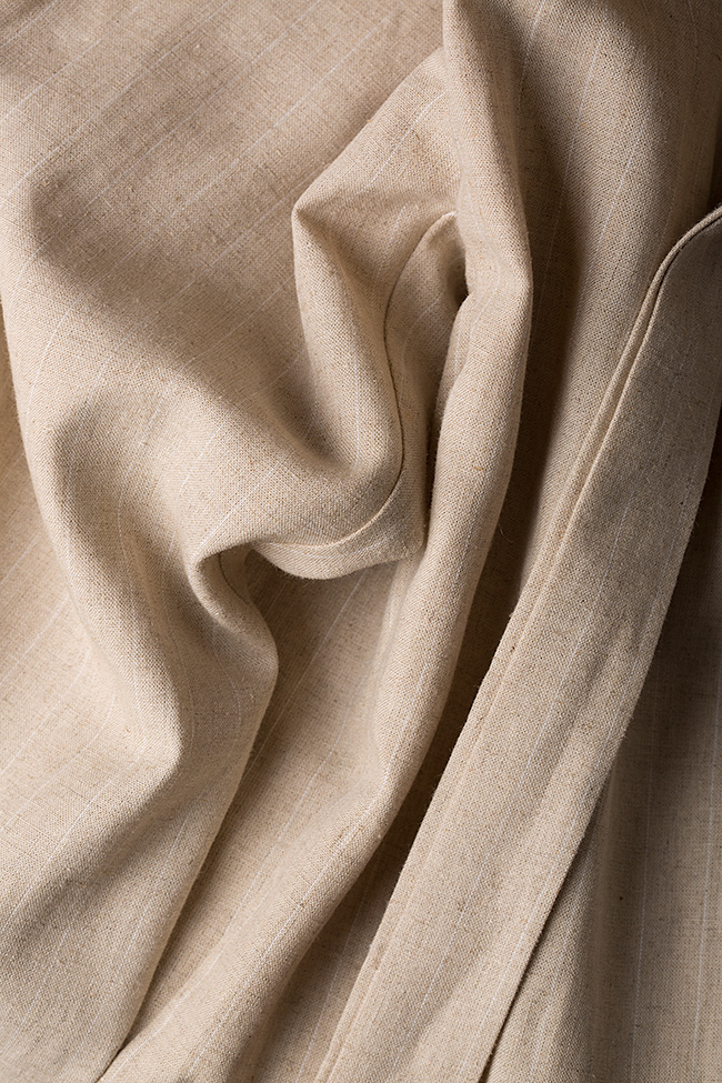 Belted wrap-effect striped linen jumpsuit LUWA image 4