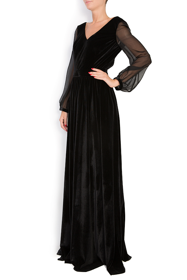 Open-back silk velvet maxi dress Acob a Porter image 1