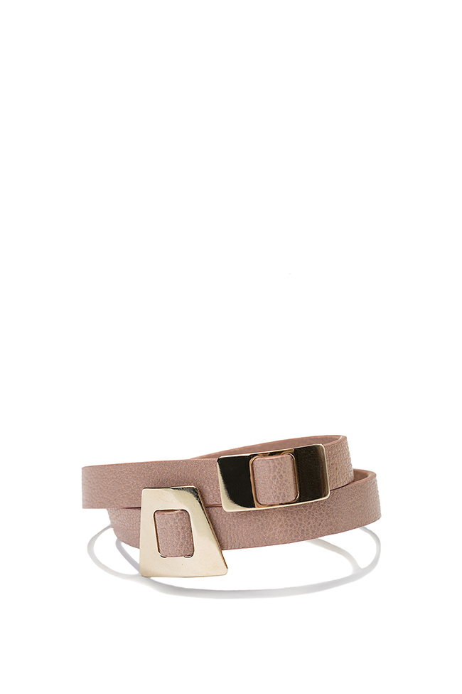 Bracelet en cuir avec accesoire plaqué or 24K Shapes LIA image 0