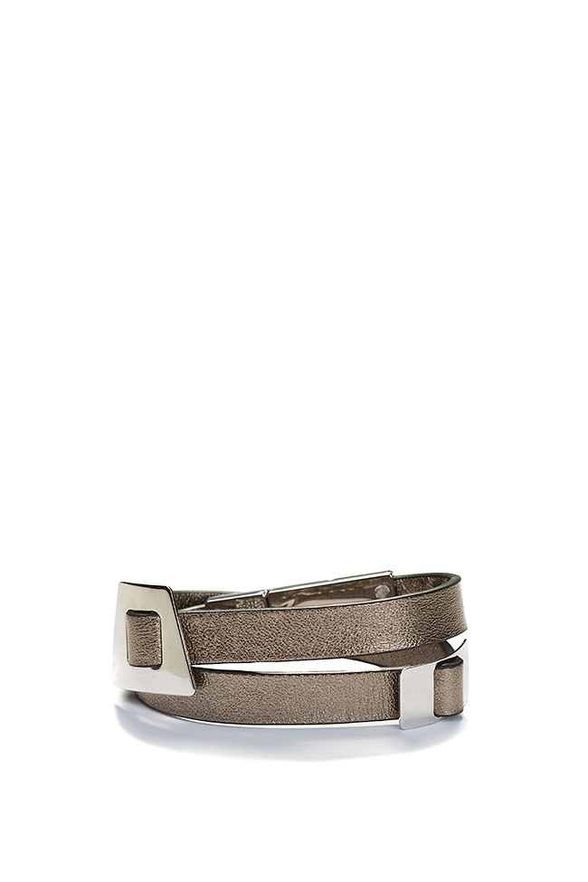 Bracelet en cuir avec accesoire plaqué palladium  LIA image 0