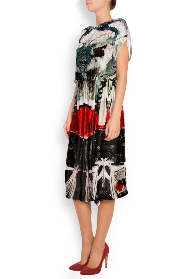 Changing Waters printed silk velvet midi dress Argo by Andreea Buga image 1