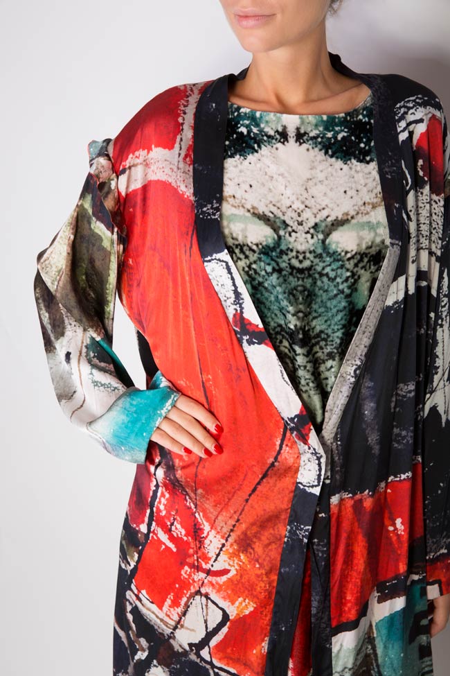 Drop Anchor printed silk kimono Argo by Andreea Buga image 3
