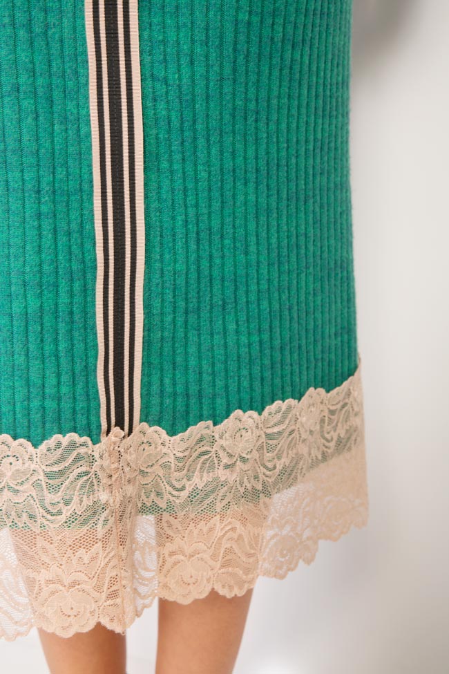 Lace-paneled stretch-knit midi skirt Marius Musat image 3