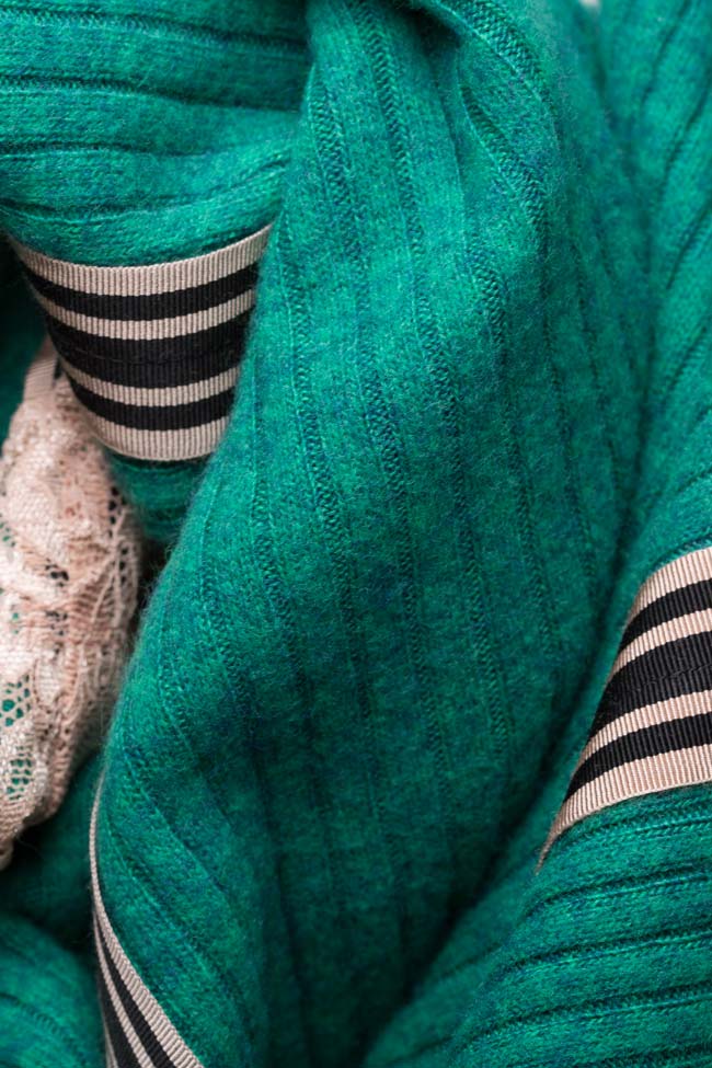 Lace-paneled stretch-knit midi skirt Marius Musat image 4