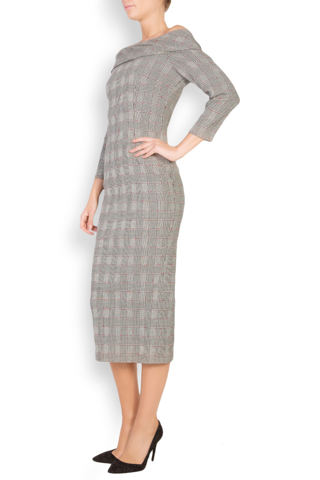 Checked wool-blend midi dress Ava Frid image 1