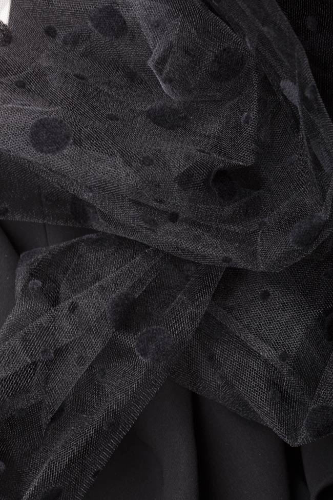 Rochie din crep de bumbac cu tul imprimat cu buline Ava Frid imagine 4