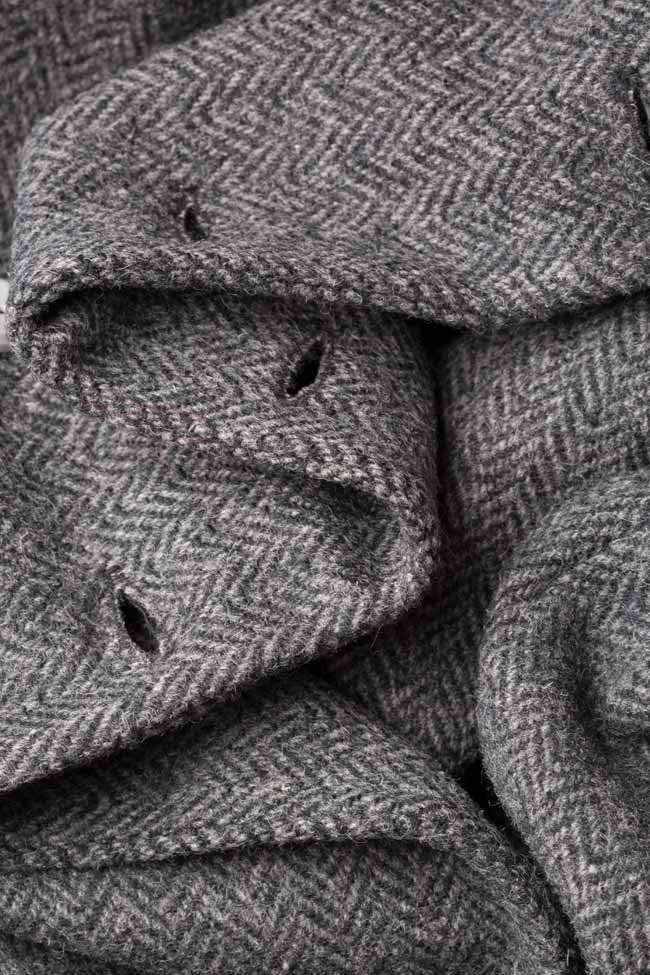 Capa din lana cu doua randuri de nasturi Cloche imagine 4