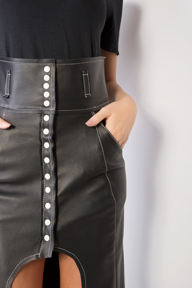 Asymmetric leather skirt LUWA image 3