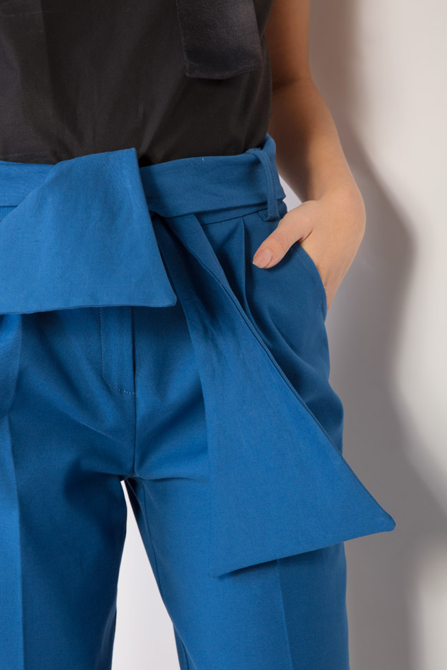 Pantalon en coton avec cordon Robyn Framboise image 3
