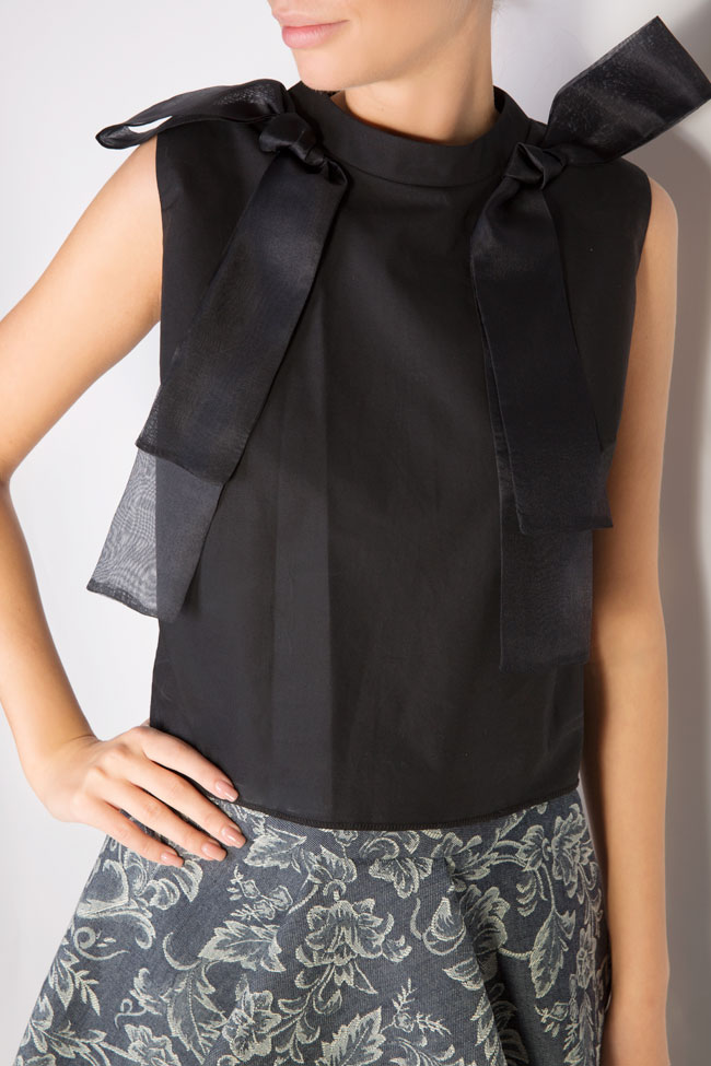 Zoe bow-detailed silk-organza cotton blouse  Framboise image 3