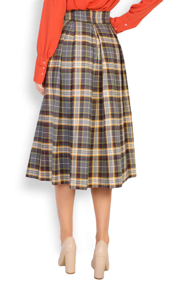 Checked pleated wool midi skirt Cloche image 1