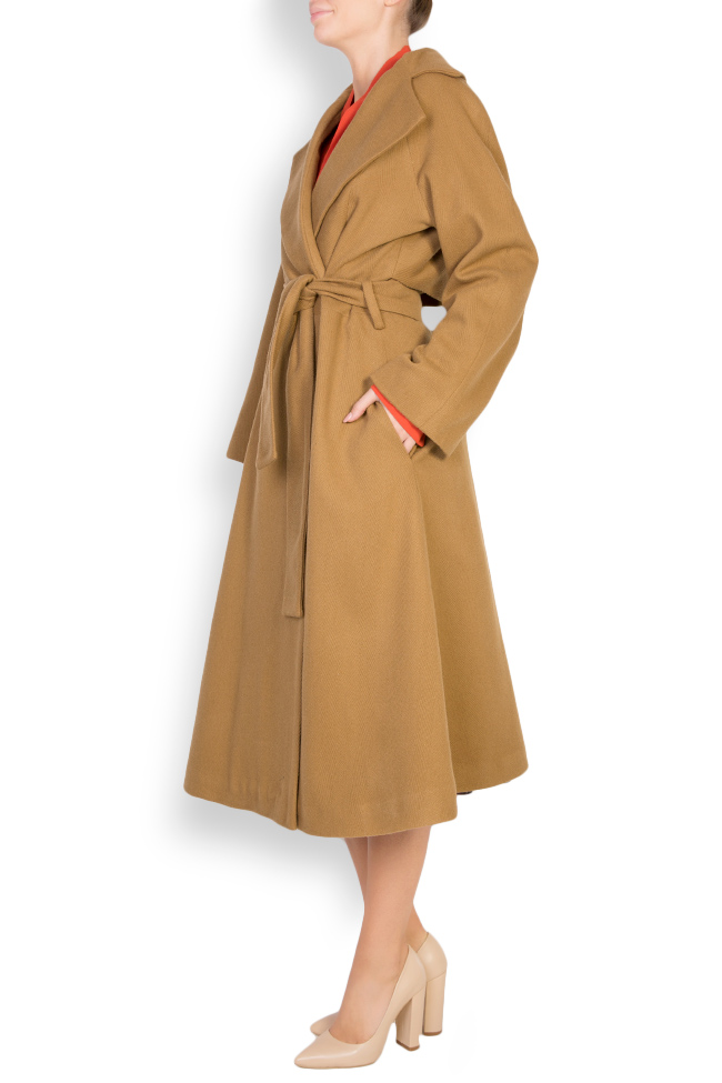 Palton din lana cu cordon Cloche imagine 1