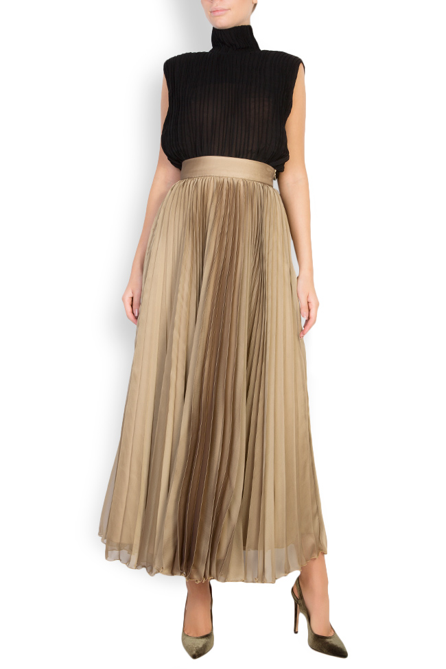 Pleated silk-blend midi skirt Cloche image 0
