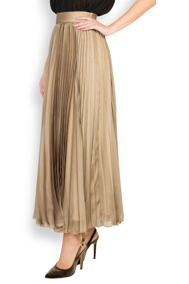 Pleated silk-blend midi skirt Cloche image 1