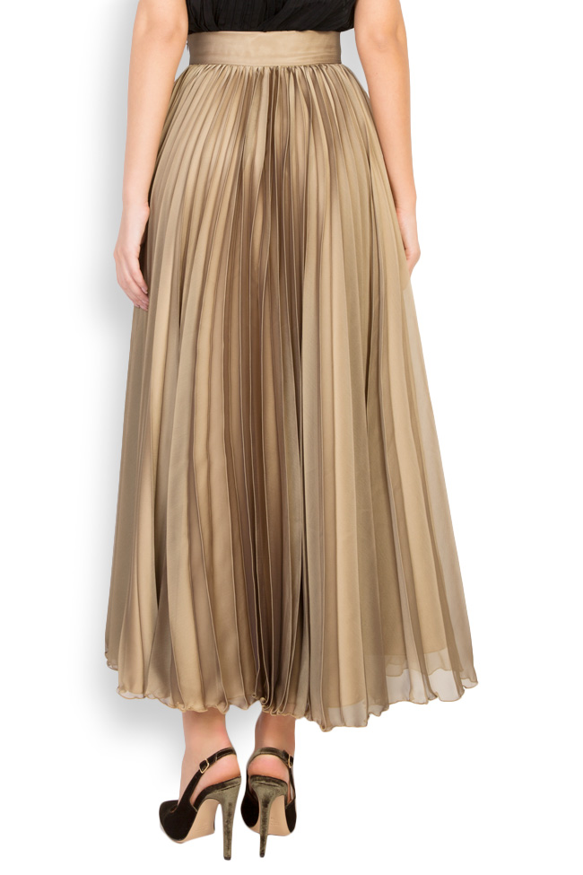 Pleated silk-blend midi skirt Cloche image 2