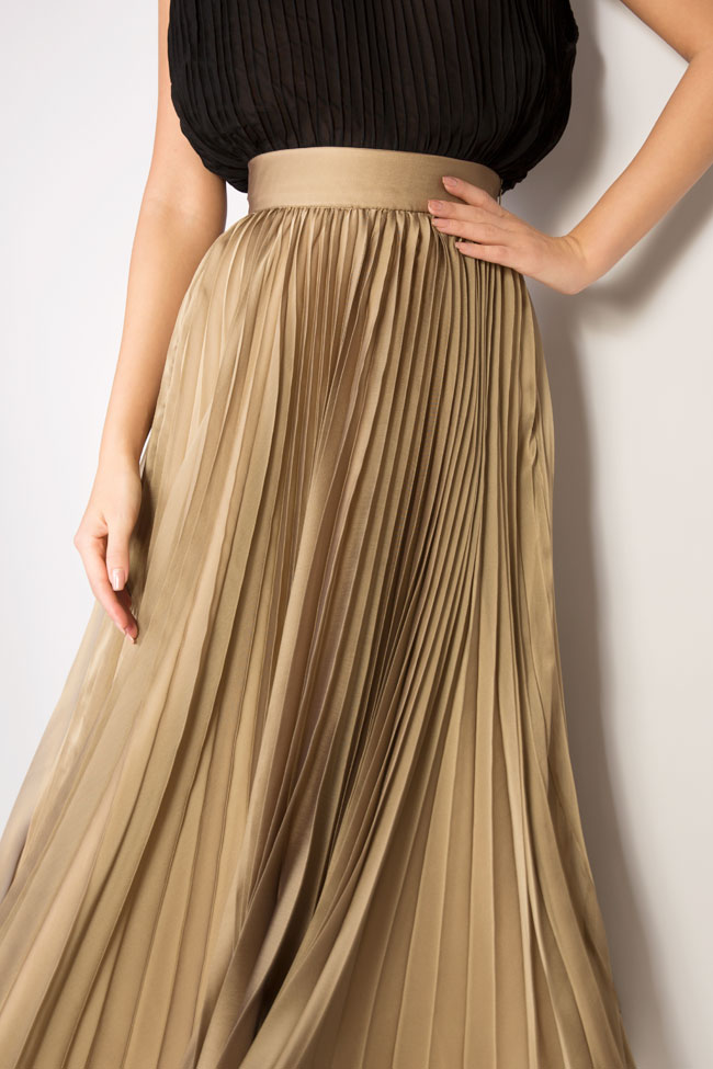 Pleated silk-blend midi skirt Cloche image 3