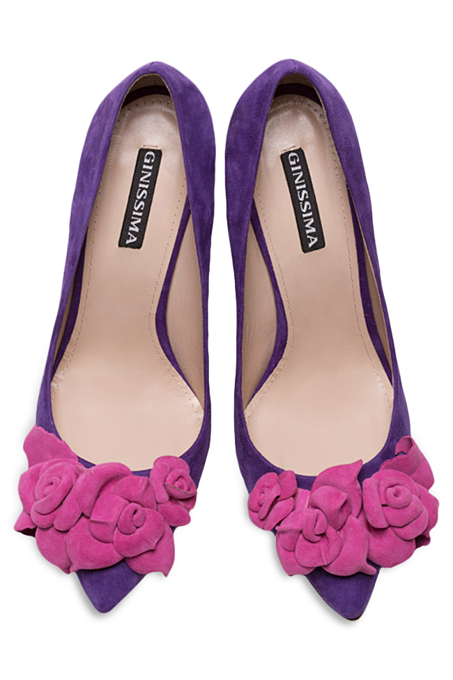 Chaussures en daim avec application florale de cuir Ginissima image 2