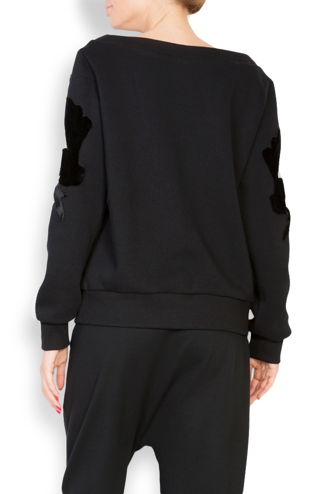Artist Classic Black tulle-velvet paneled coton-jersey sweatshirt Alina Cernatescu image 2
