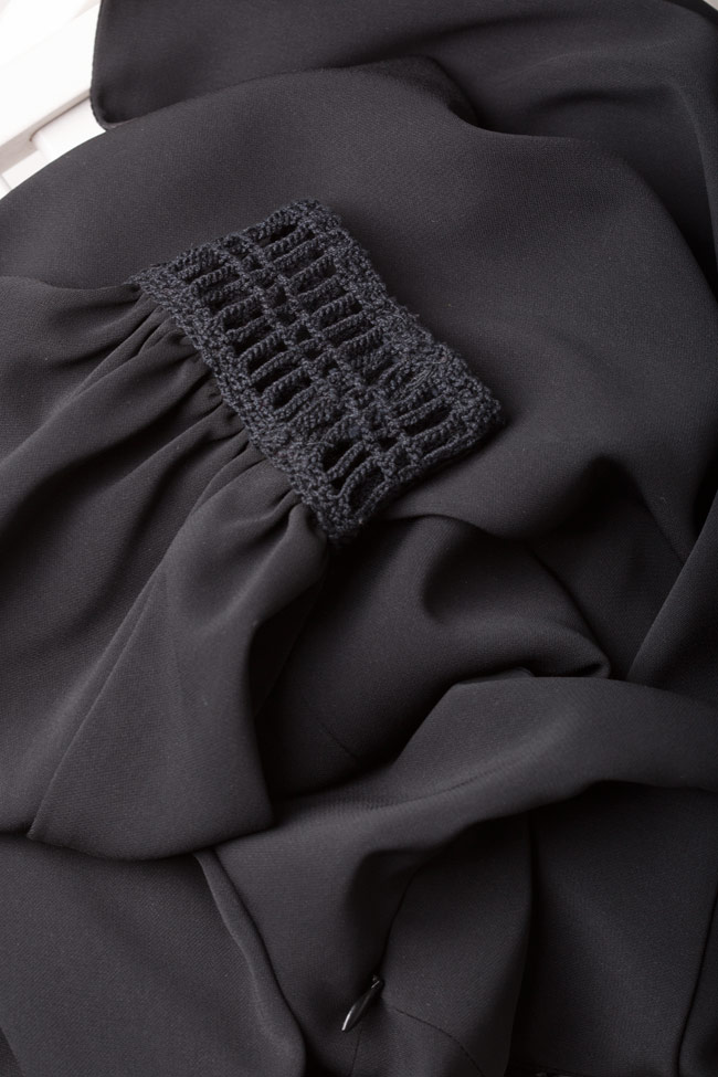 Privee Clasic Black cut-out crocheted lace-trimmed crepe mini dress Alina Cernatescu image 5