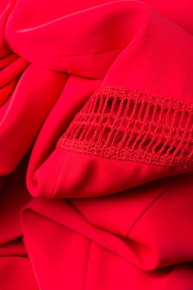 Eiffel Classic Red crocheted lace-trimmed silk-blend crepe midi dress Alina Cernatescu image 5