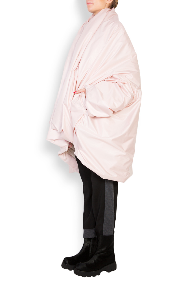 Jacheta supradimensionata din fas Pink Poncho Studio Cabal imagine 3