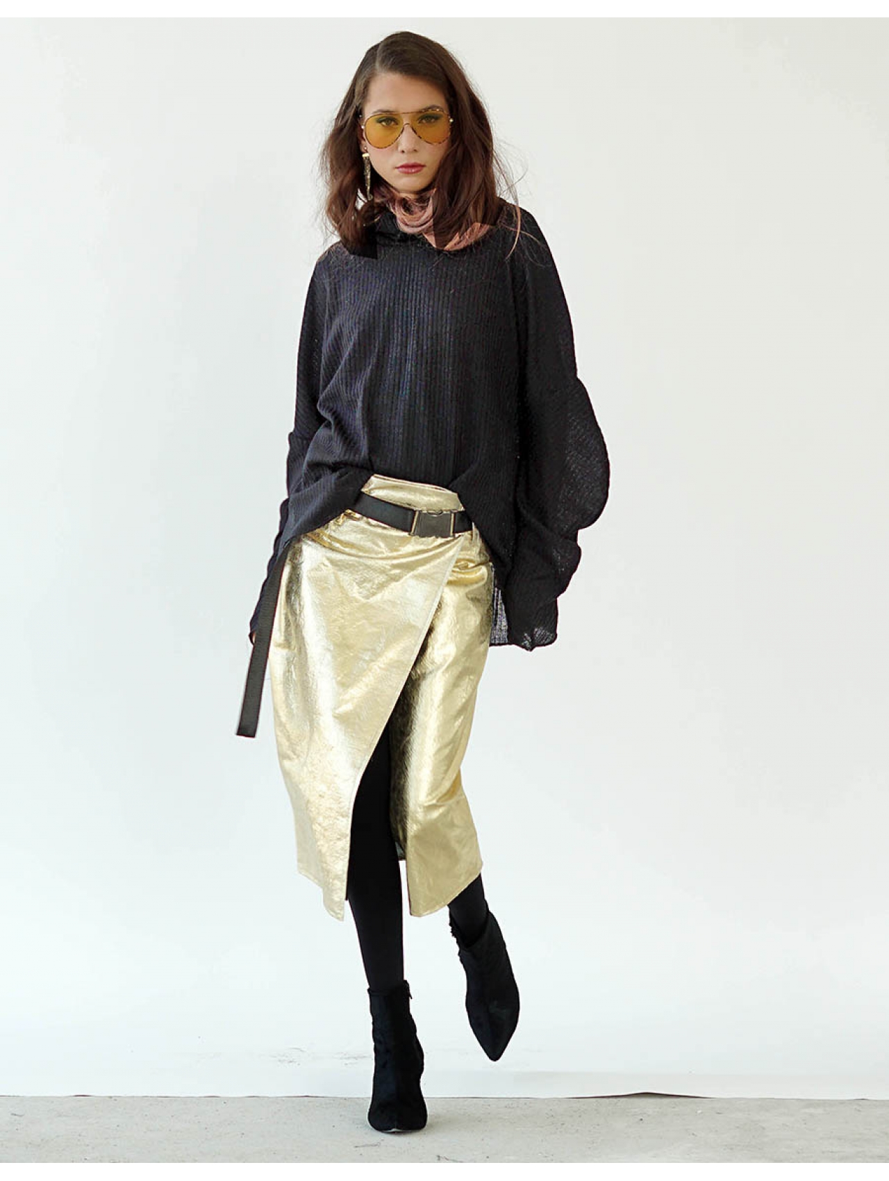 Jam metallic coated cotton wrap midi skirt Studio Cabal image 4
