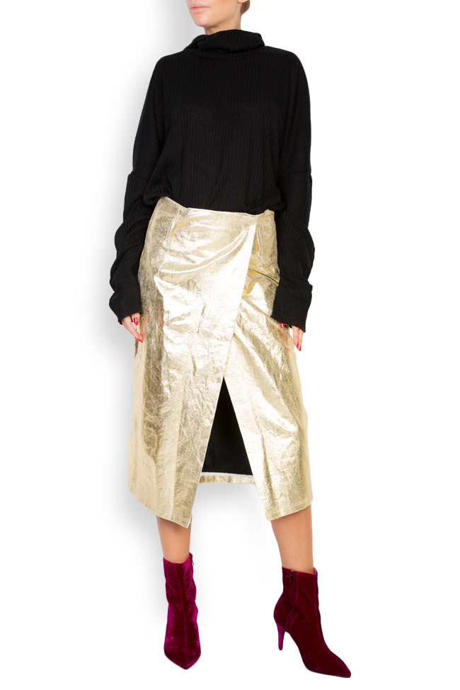 Jam metallic coated cotton wrap midi skirt Studio Cabal image 0