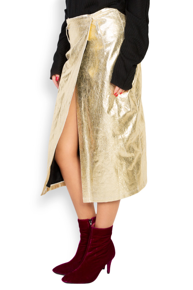 Jam metallic coated cotton wrap midi skirt Studio Cabal image 1