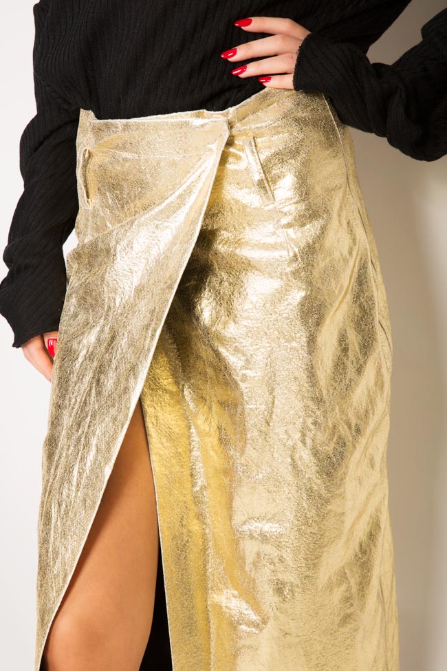 Jam metallic coated cotton wrap midi skirt Studio Cabal image 3