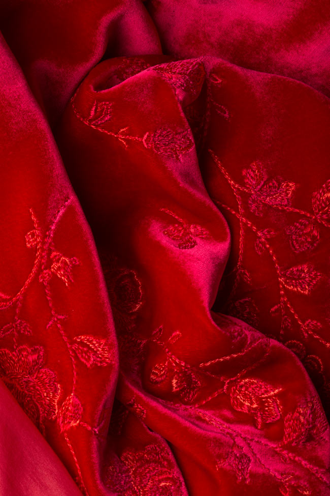 Embroidered silk-velvet midi skirt Aureliana image 5