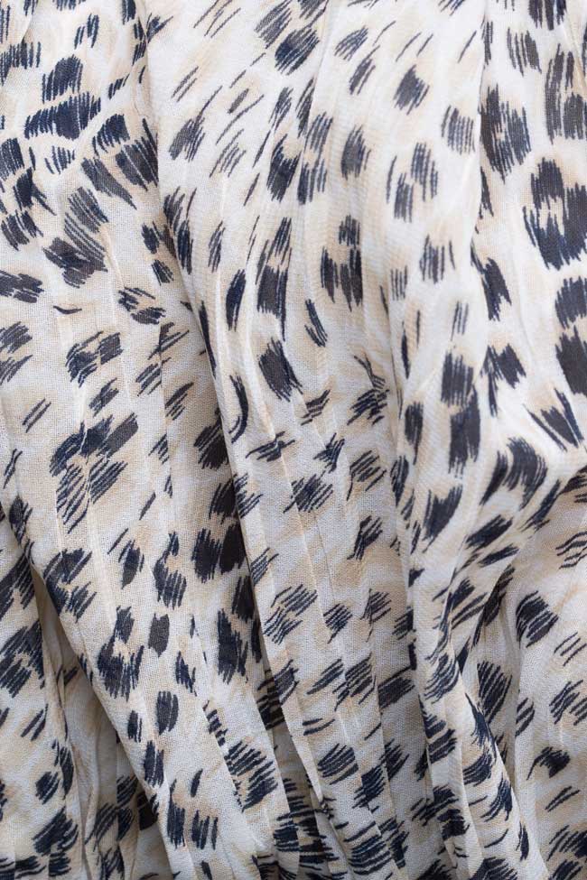 Leopard-print silk crepe de chine skirt Zenon image 4