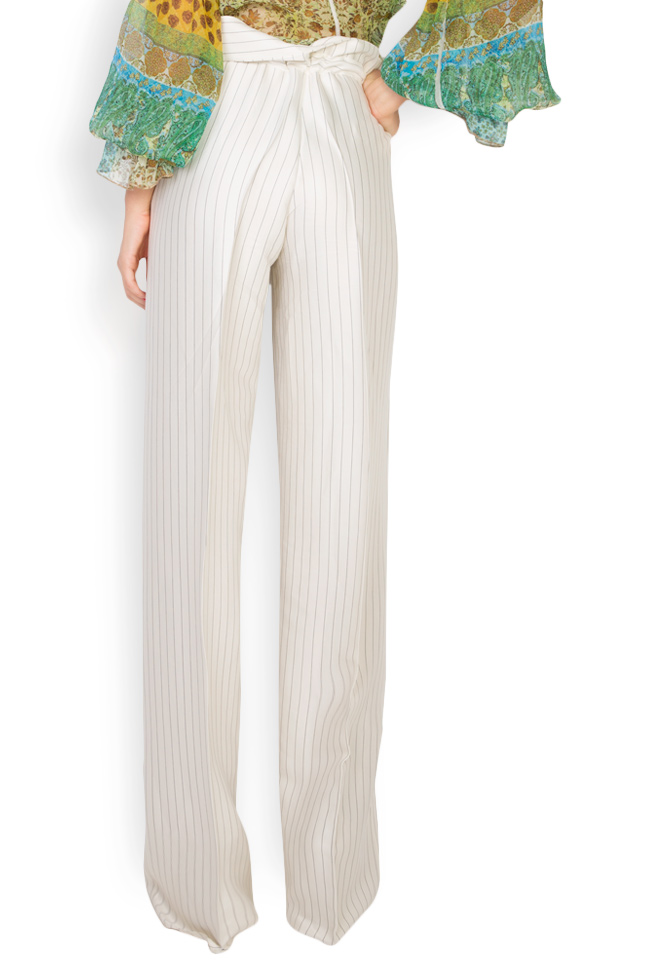 Striped organic cotton-poplin wide-leg pants Zenon image 2