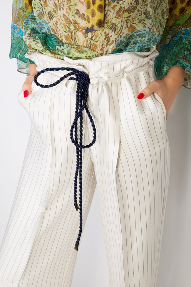 Striped organic cotton-poplin wide-leg pants Zenon image 3
