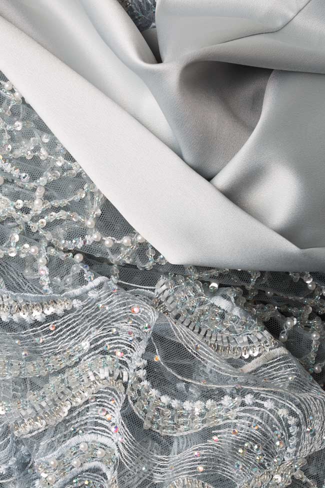 Rochie din satin cu aplicatii brodate manual Lea Style Up imagine 4