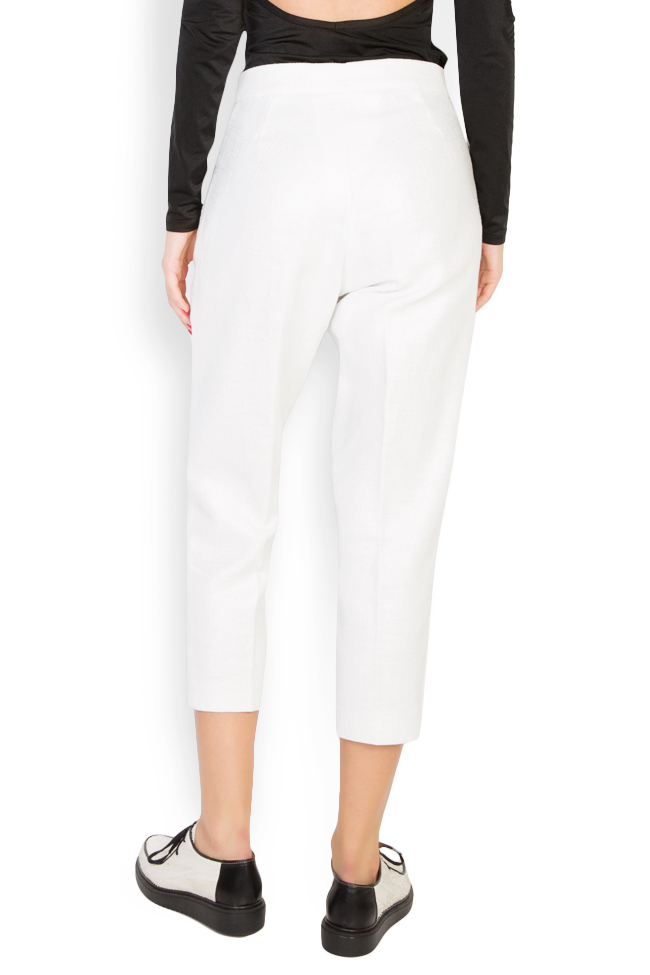 Metallic wool and cotton-blend tapered pants Zenon image 2