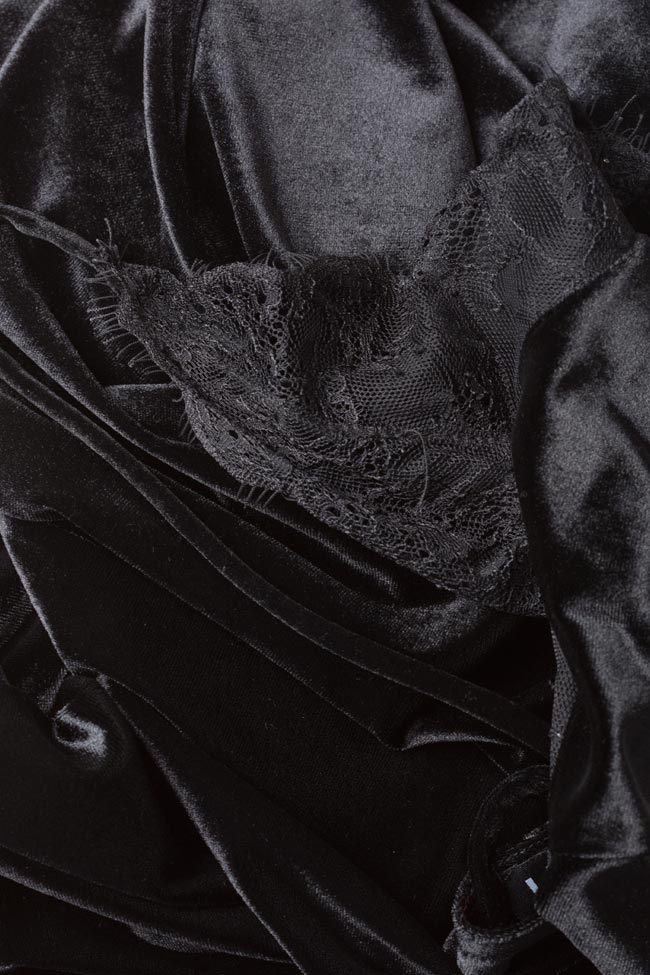 Robe en velours avec insertions de dentelle brodée Lia Aram image 4