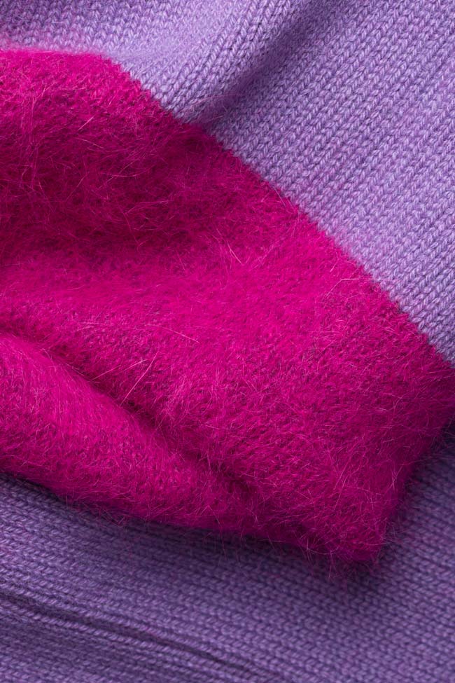 Fusta bicolora din lana angora si casmir Full Pink Argo by Andreea Buga imagine 4