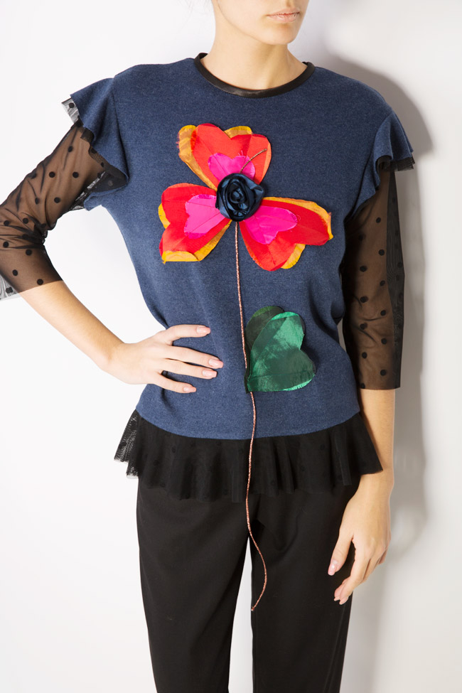 Embellished knitted wool-blend top Marius Musat image 3