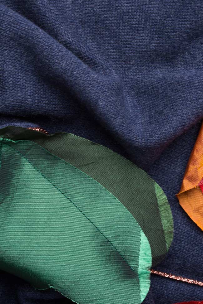Pulover din tricot din amestec de lana cu aplicatii din tafta Marius Musat imagine 4