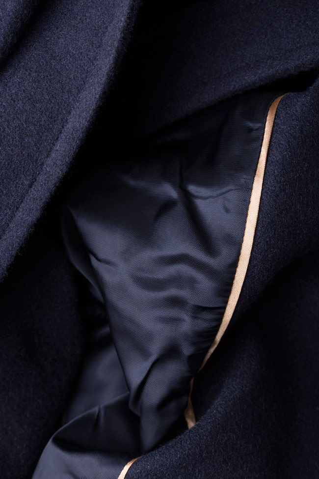 Palton din stofa de lana cu cordon Mariana Ciceu imagine 4
