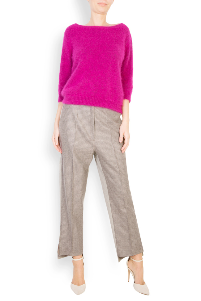Checked wool-blend high-rise pants Zenon image 0