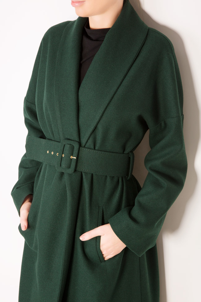 Palton din stofa de lana cu curea Alina Cernatescu imagine 3
