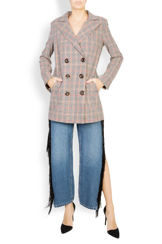 Checked double-breasted wool-blend blazer Bluzat image 0