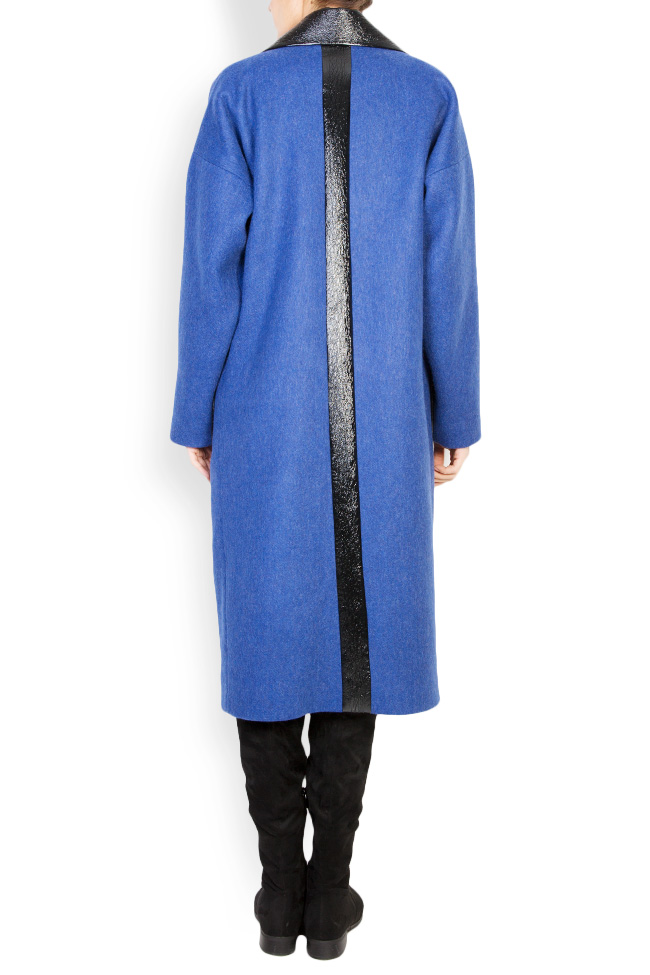 Faux leather embellished wool-blend coat Lucia Olaru image 2