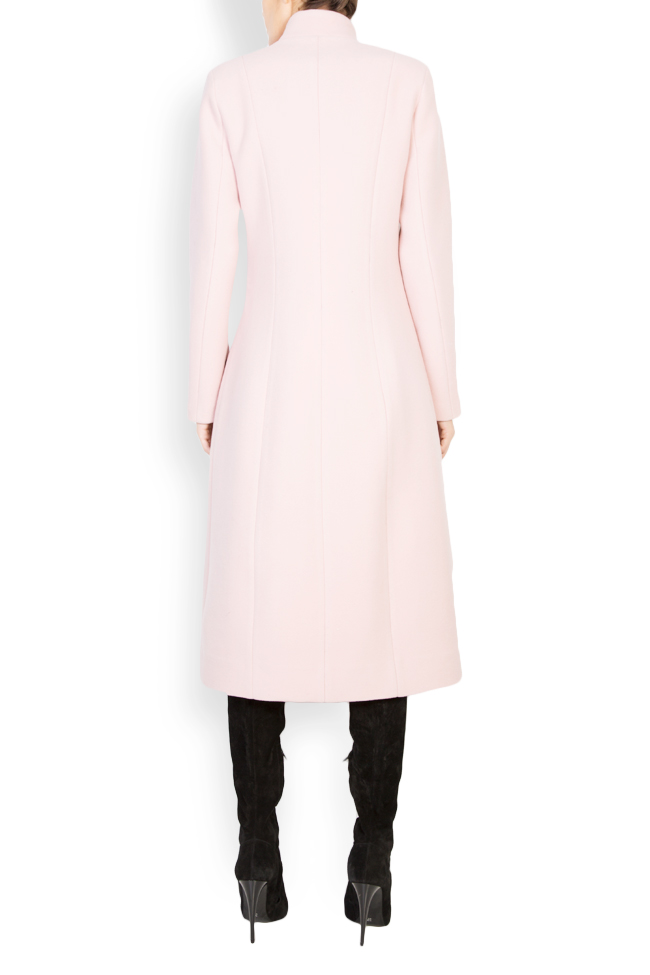 Faux leather embellished wool pink coat Lucia Olaru image 2