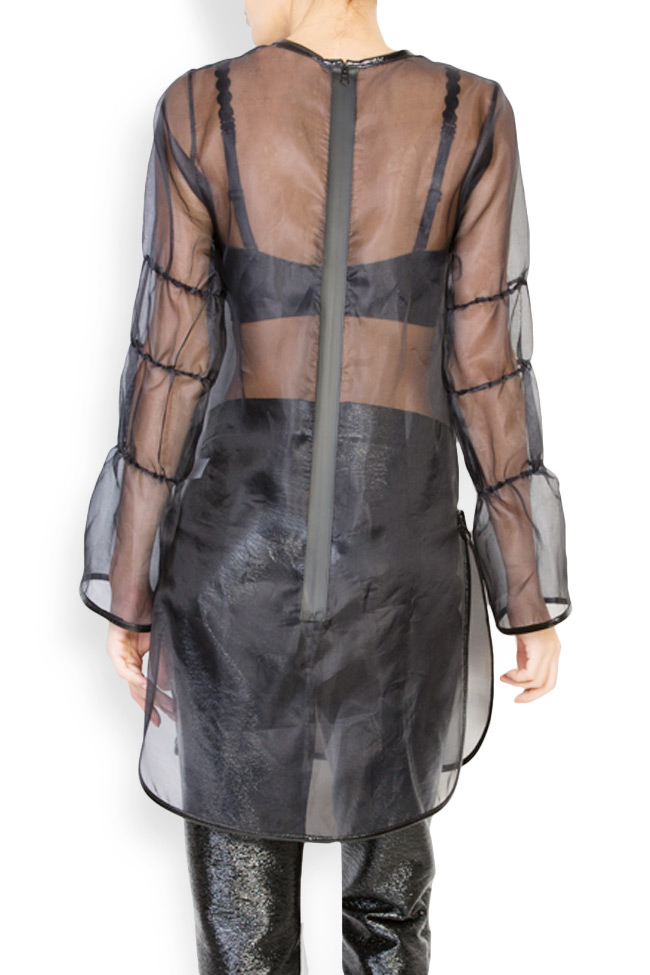 Faux leather embellished silk organza midi top  Lucia Olaru image 2
