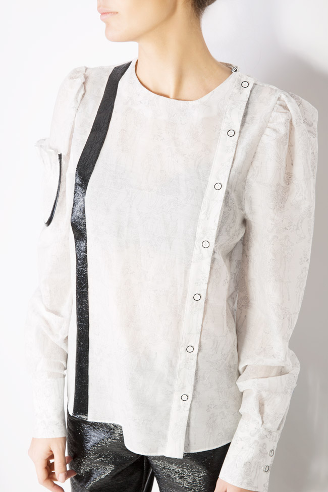 Buttons embellished silk-blend shirt Lucia Olaru image 3