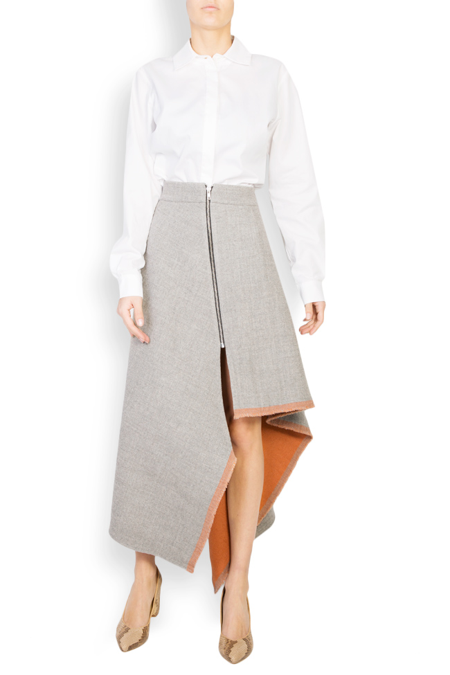 Asymmetric zipper-embellished wool skirt Lucia Olaru image 0