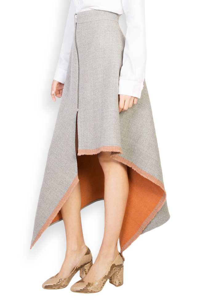 Asymmetric zipper-embellished wool skirt Lucia Olaru image 1